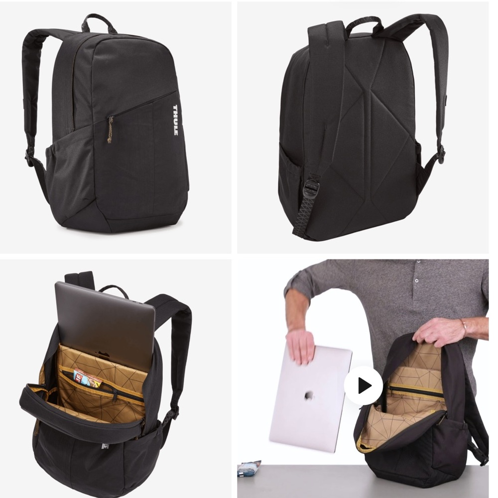 NWT Thule Notus Lightweight Black Laptop Backpack Padded 35-2007525 Co-branding